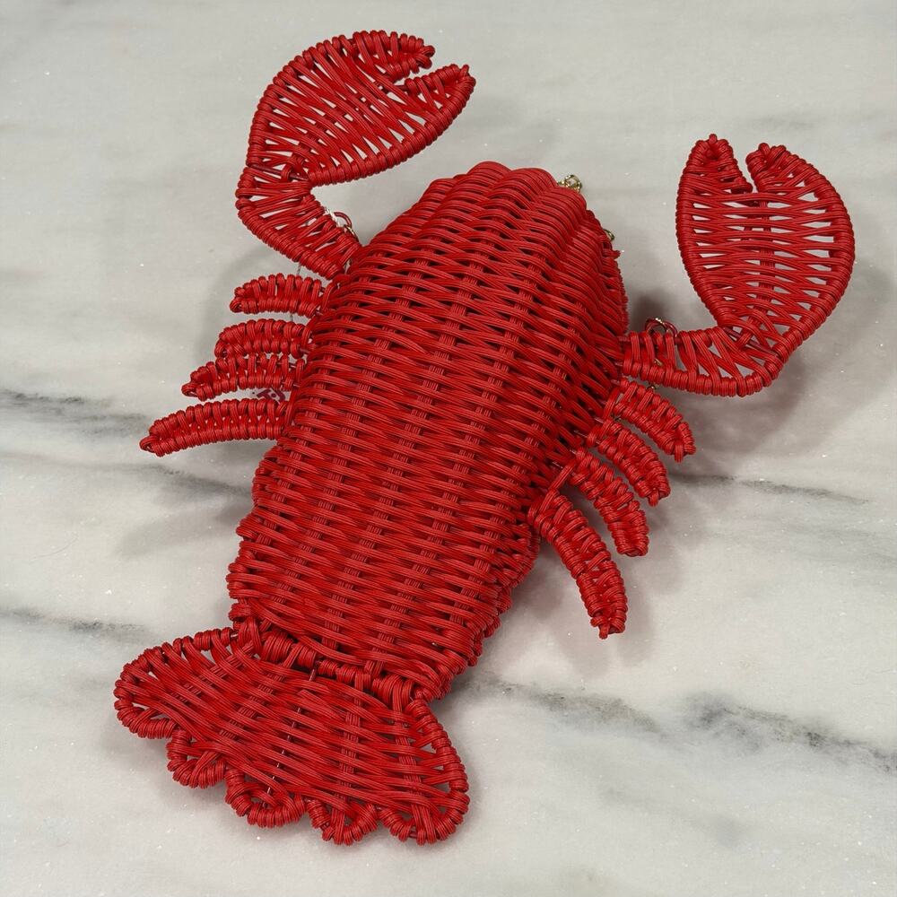 Tommy Bahama Rattan Lobster Bag Red Wicker Crossbody Gold Chain NWT FIRM on Posh - Picture 14 of 16